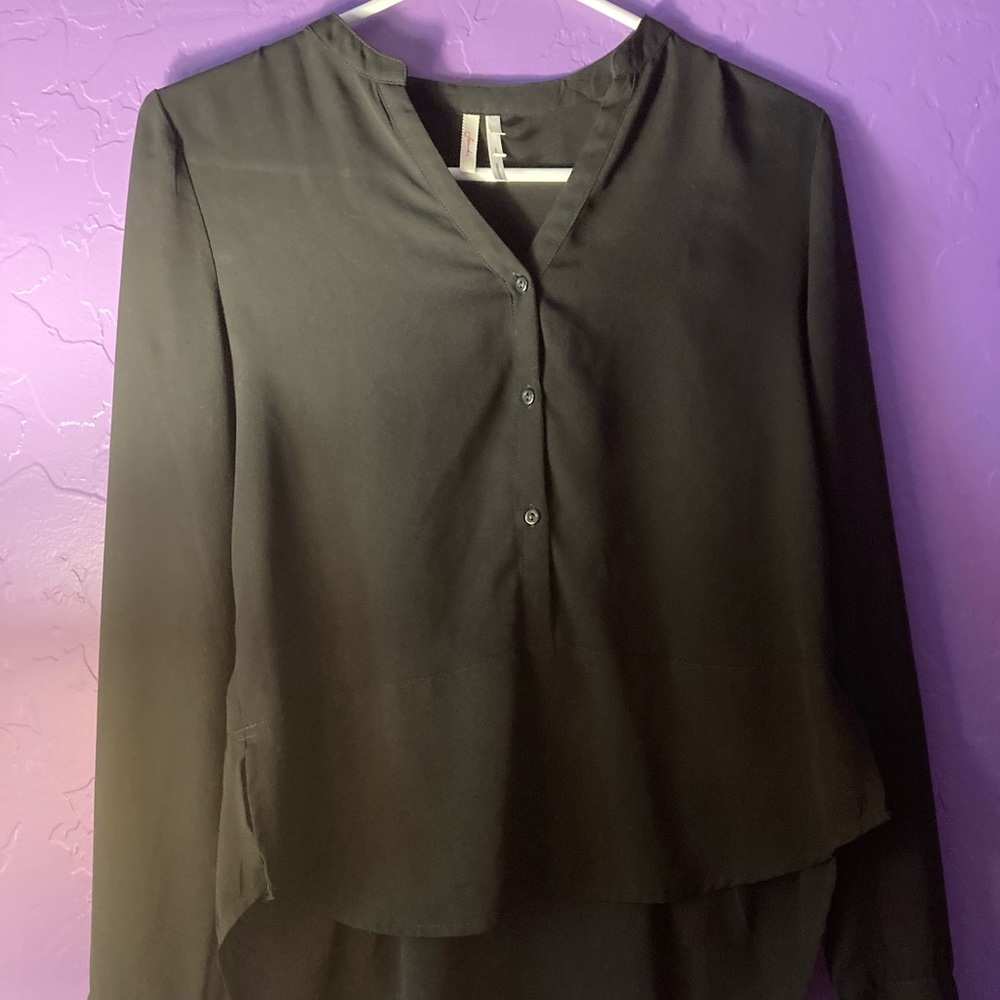 Black chiffon dress shirt